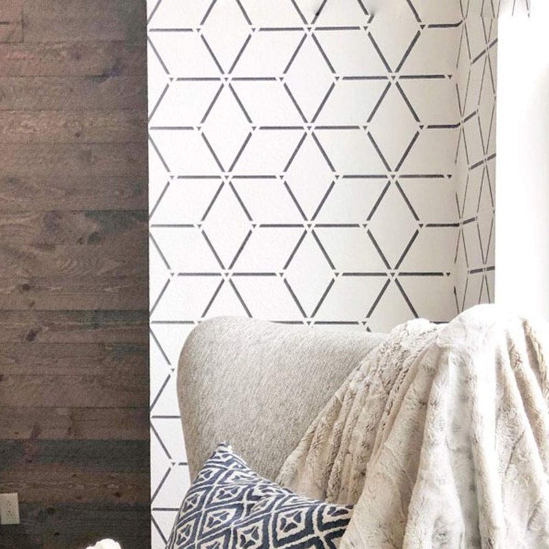 STENCILIT Rhombus Wall Stencil for Painting  2Pack 17x32 in Stencil Geometric Stencils for Painting Large Pattern Large Wall Stencils