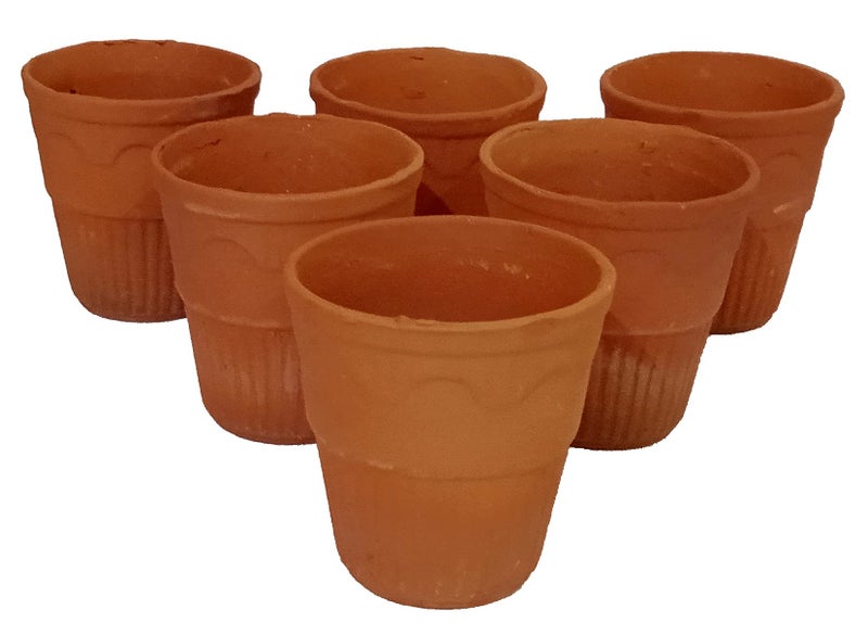 Purpledip Earthen Clay Mud Kulhar Cups: Eco-Friendly Sustainable Material Set of 6 Mugs, 100 ml (TMP051) - Image 3