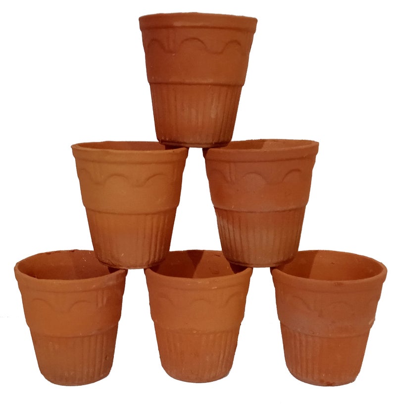Purpledip Earthen Clay Mud Kulhar Cups: Eco-Friendly Sustainable Material Set of 6 Mugs, 100 ml (TMP051) - Image 1