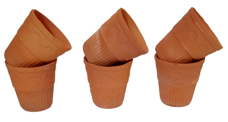 Purpledip Earthen Clay Mud Kulhar Cups: Eco-Friendly Sustainable Material Set of 6 Mugs, 100 ml (TMP051) - Image 2