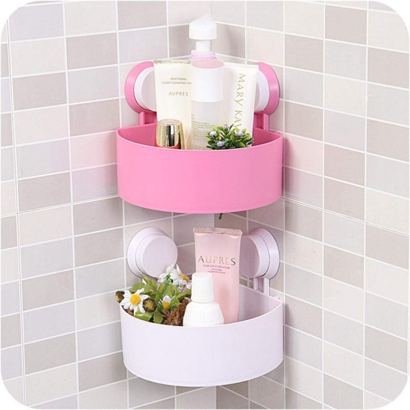 Koniry Wall Mount Triangle Shape Unbreakable Fiber Corner Shelf Basket Shower Caddy Rack Storage Shelves - Image 2