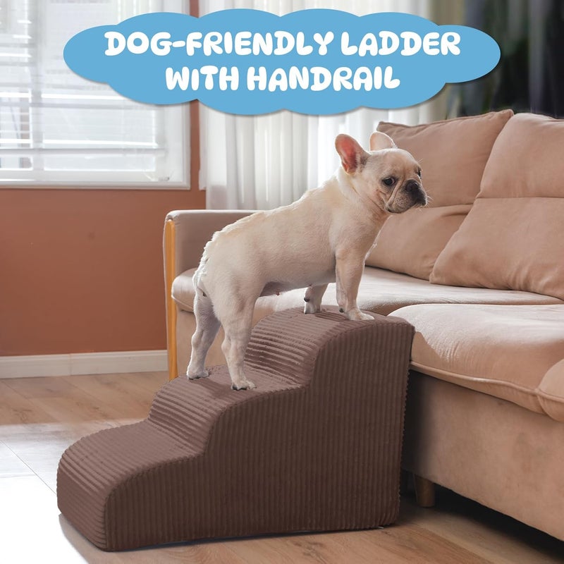 Mesa Lemon Dog Steps for Small Dog, 3-Step Dog Ramp and Stairs for High Beds and Sofa, Non-Slip Pet Stairs for Small Dogs and Cats, Removable and Easy to Clean Dog Bed Stairs, Coffee - Image 2