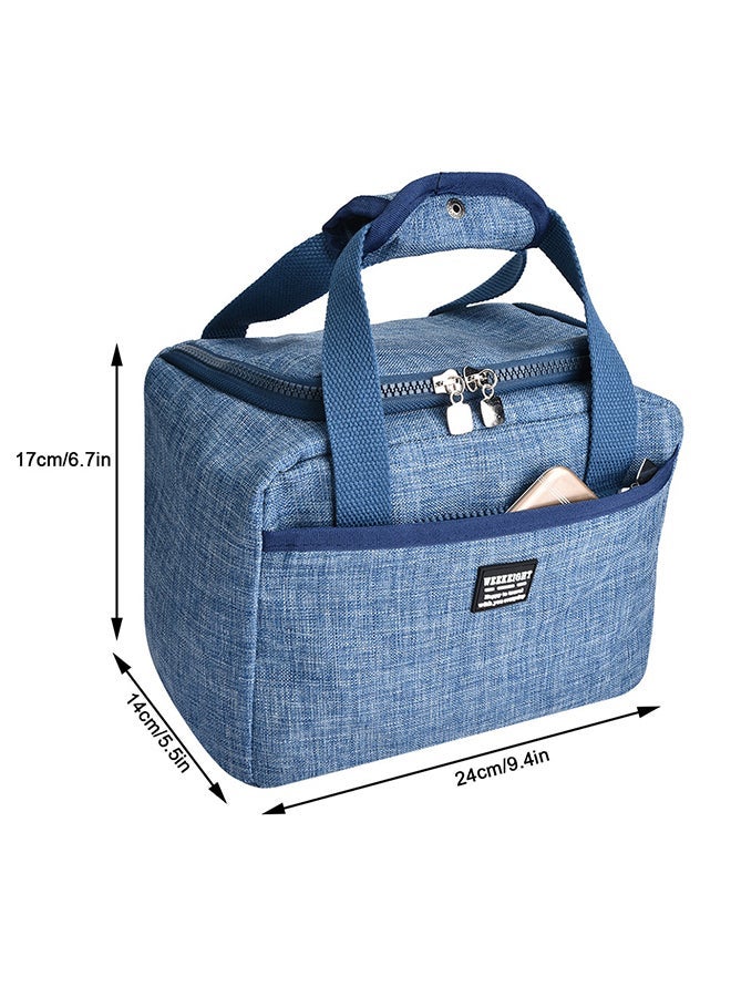 Insulated Portable Lunch Box Storage Bag Blue 24x14x17 cm - Image 4