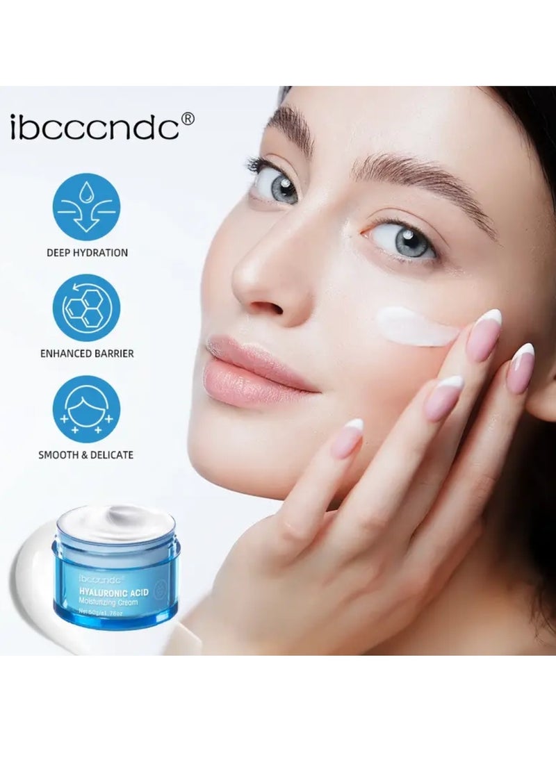 50g Hyaluronic Acid Moisturizing Cream Moisturizing Cream with Hyaluronic Acid Day and Night Anti Aging Face Hydrating Firming Cream to Smooth Wrinkles and Fine Lines for All Skin