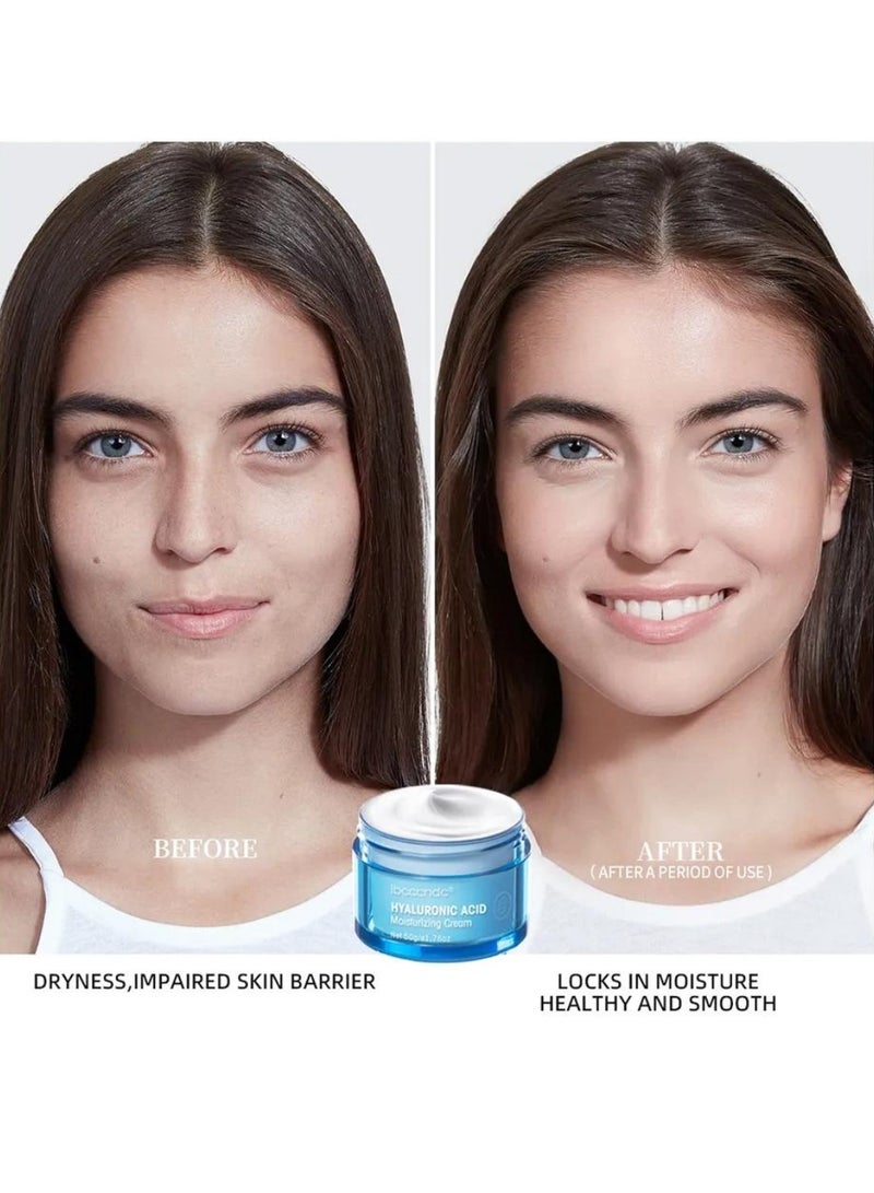 50g Hyaluronic Acid Moisturizing Cream Moisturizing Cream with Hyaluronic Acid Day and Night Anti Aging Face Hydrating Firming Cream to Smooth Wrinkles and Fine Lines for All Skin