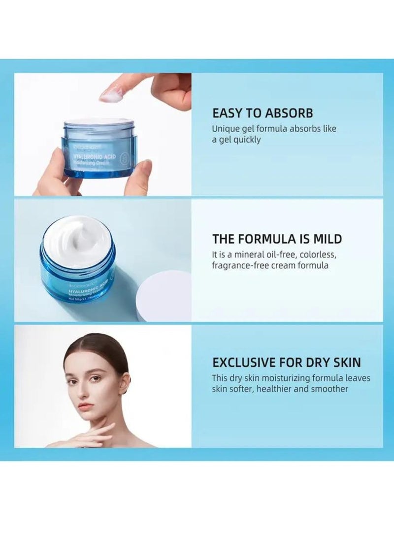 50g Hyaluronic Acid Moisturizing Cream Moisturizing Cream with Hyaluronic Acid Day and Night Anti Aging Face Hydrating Firming Cream to Smooth Wrinkles and Fine Lines for All Skin
