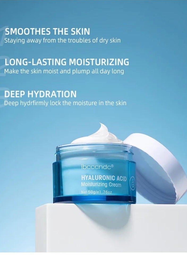 50g Hyaluronic Acid Moisturizing Cream Moisturizing Cream with Hyaluronic Acid Day and Night Anti Aging Face Hydrating Firming Cream to Smooth Wrinkles and Fine Lines for All Skin