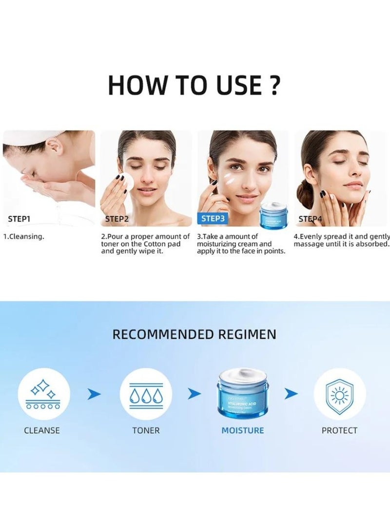 50g Hyaluronic Acid Moisturizing Cream Moisturizing Cream with Hyaluronic Acid Day and Night Anti Aging Face Hydrating Firming Cream to Smooth Wrinkles and Fine Lines for All Skin