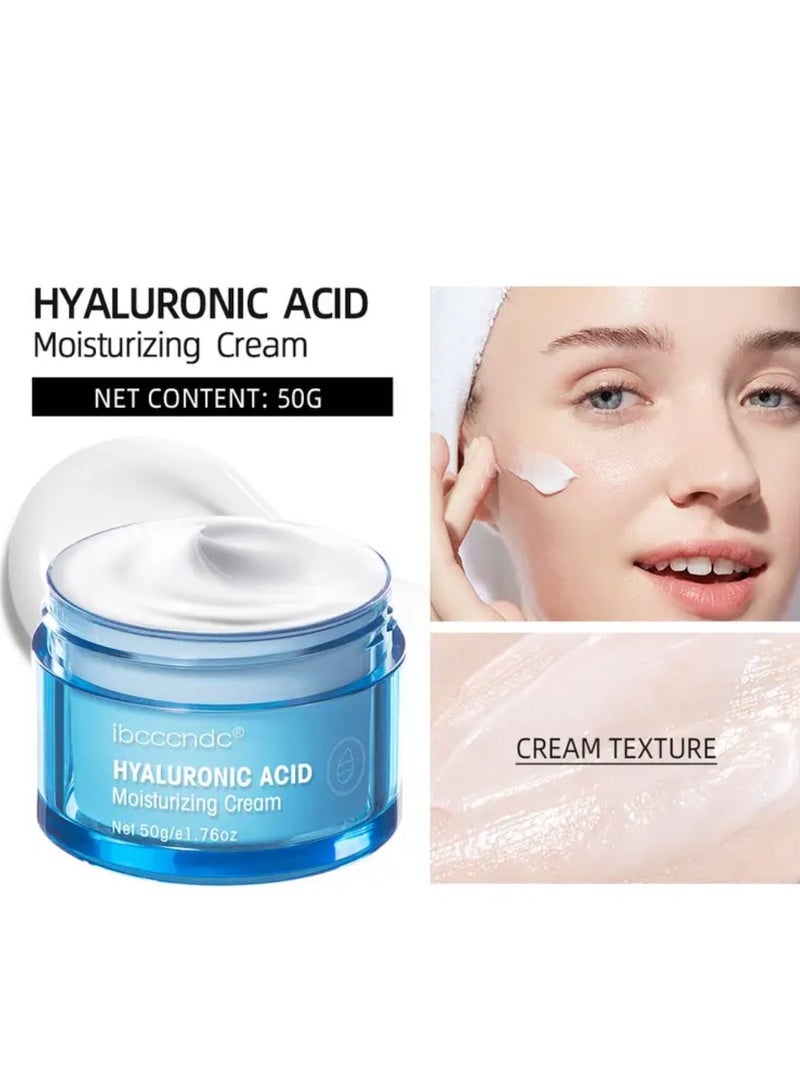 50g Hyaluronic Acid Moisturizing Cream Moisturizing Cream with Hyaluronic Acid Day and Night Anti Aging Face Hydrating Firming Cream to Smooth Wrinkles and Fine Lines for All Skin