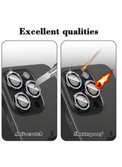 ماركة غير محددة for iPhone 13 Pro Max Camera Lens Protector Bling, Protection Camera Cover Tempered Glass Screen Protector Diamond Metal Individual Ring for 13Pro 6.1" / 13 ProMax 6.7 inch  - Image 3