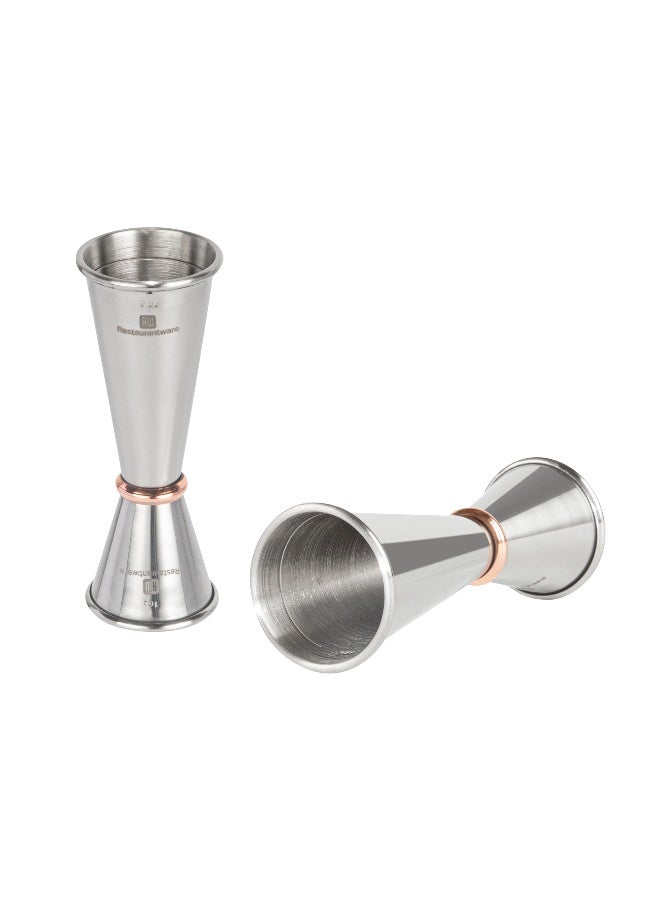 Restaurantware Double Sided Jigger - Japanese Style Cocktail Jigger - 1 oz and 2 oz - Polished 18/8 Stainless Steel - Professional Bar Jigger - 1ct Box - Image 1