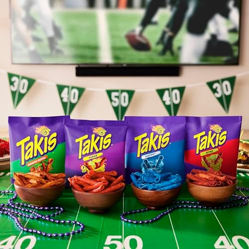 Taki's Takis 18 pc / 1 oz Variety Pack, Assorted Flavored Mixed Rolled Tortilla Chips – (5) Fuego, (5) Blue Heat, (4) Nitro, (4) Crunchy Fajitas - Image 3