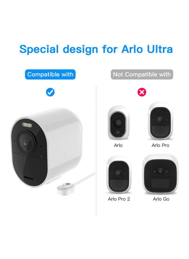 NIBEMINENT Magnetic Charging Cable For Arlo Ultra 4K UHD White  - Image 3