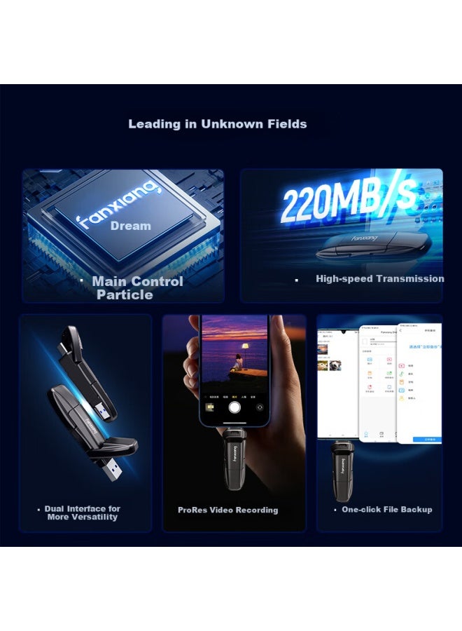 fanxiang Fanxiang 256Gb Usb3.2 Type-C Dual Interface Flash Drive Ff378, Read Speed 220Mb/S, Business Carrying High Capacity Universal Flash Drive For Mobile Phones And Computers - Image 1
