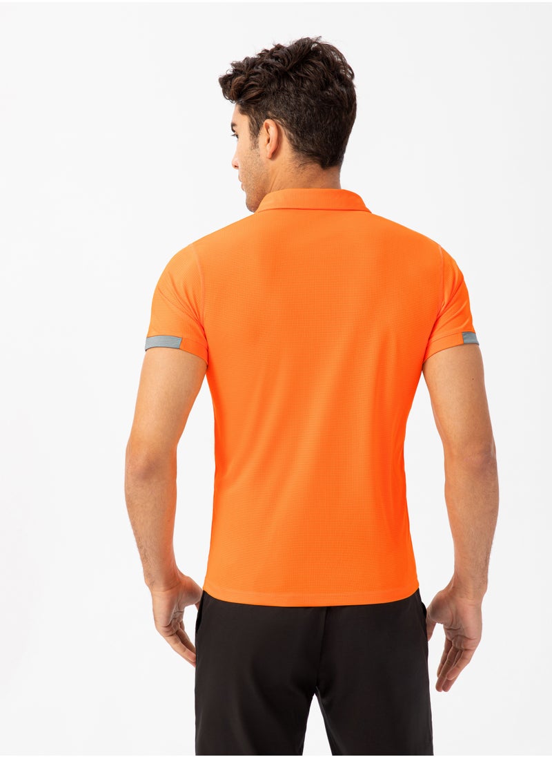 Loquat Men Quick Dry Breathable Elastic T-Shirt Orange  - Image 2