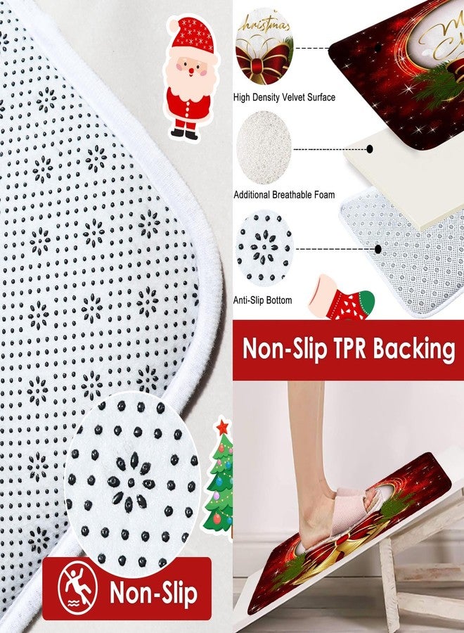 ArtSocket 4 Pcs Shower Curtain Set Christmas Bells Bow Snowflakes Red with Non-Slip Rugs Toilet Lid Cover and Bath Mat Bathroom Decor Set 72" x 72" - Image 3