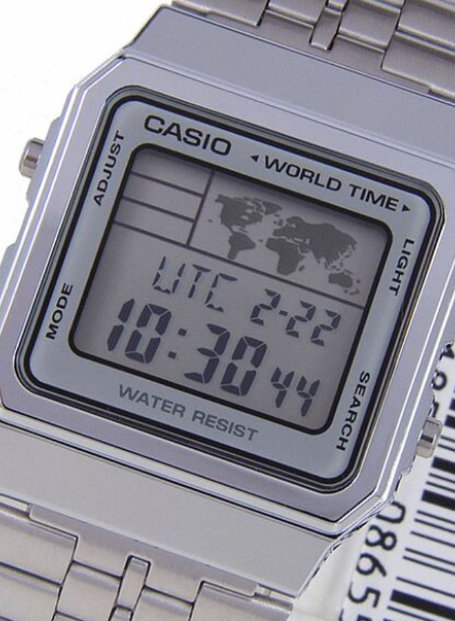 CASIO Men Stainless Steel Digital Watch A-500WA-7DF - 35 mm - Silver - Image 4