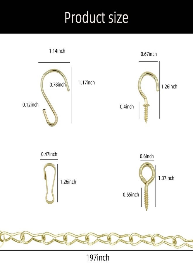 YINGFENG 197 Inch Gold Hanging Baskets Chains - Adjustable Length, Brass Decorative Metal Chain with A Great Assortment of Hooks for Hanging Bird Feeders Planters Baskets Billboards Ornaments - Image 4