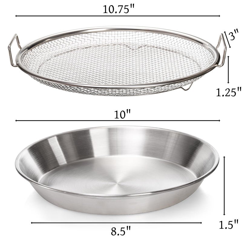 Tlence 10.3" Kitchen Oil Filter Tray, Stainless Steel Air Fryer Mesh Pan, Draining Basket Accessories for Fried Food, Cooking Net Strainer Colander for Barbecue Grill Vegetable Dessert - Image 2