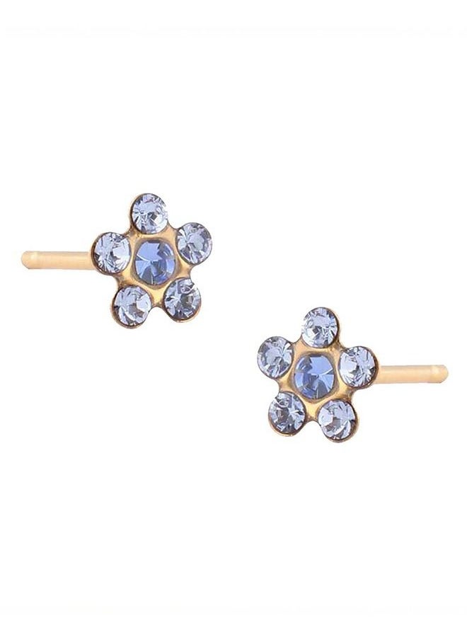 ستوديكس - أقراط أذن للأطفال مطلية بالذهب الخالص Daisy Light Sapphire 24K - Image 1