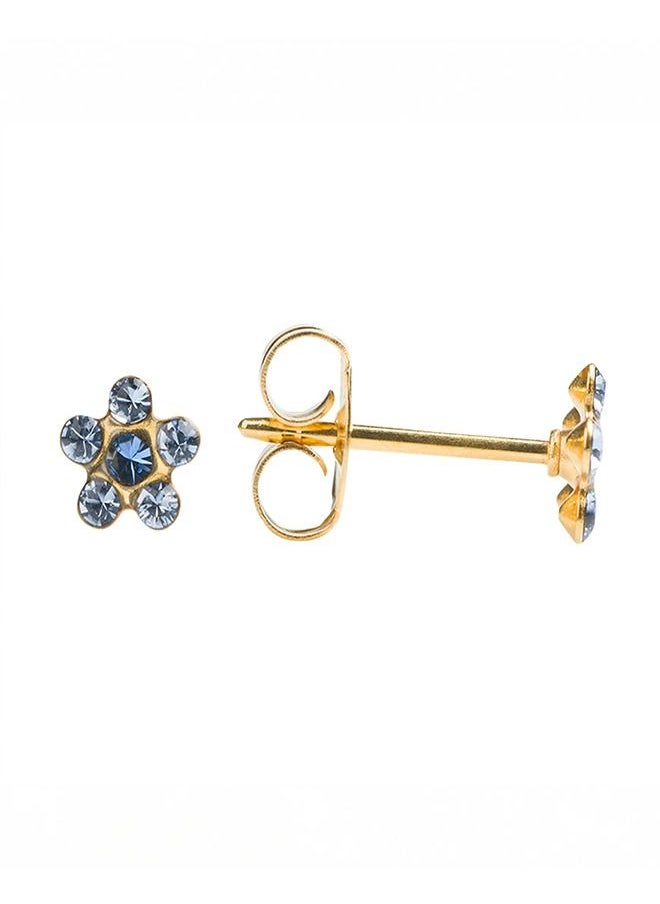 ستوديكس - أقراط أذن للأطفال مطلية بالذهب الخالص Daisy Light Sapphire 24K - Image 1