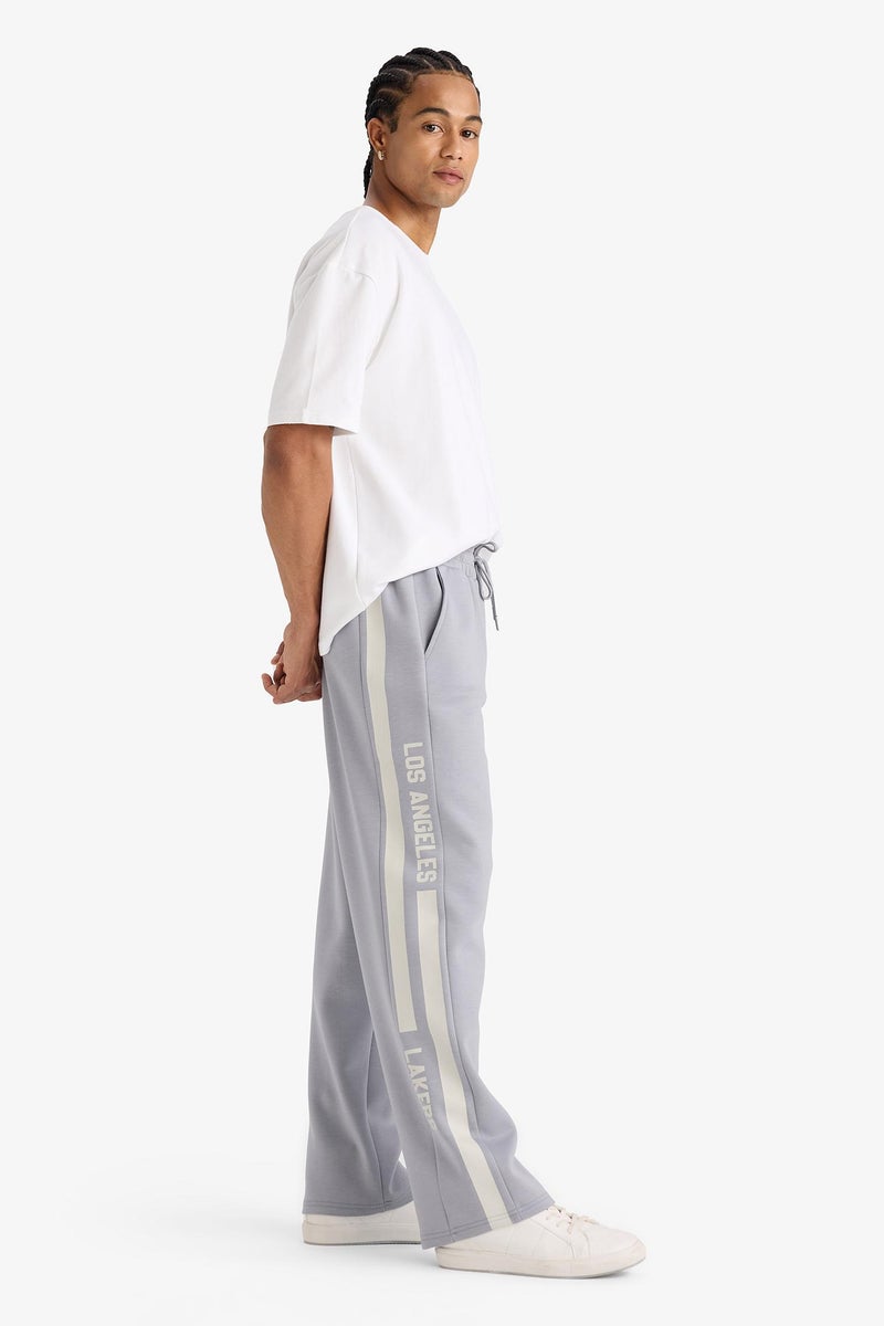 DeFacto Grey Man Standard Fit NBA Los Angeles Lakers Licensed Scuba Fabric Regular Hem Jogger Casual - Image 1