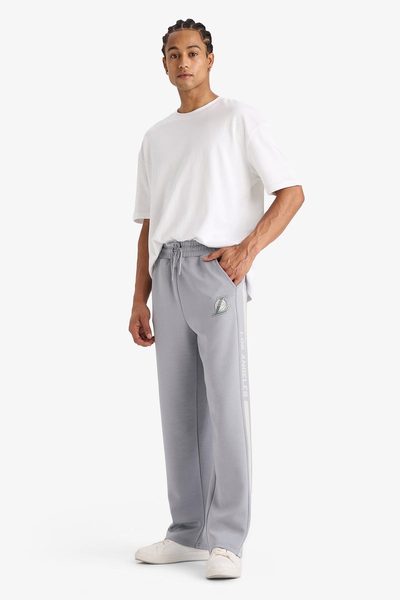DeFacto Grey Man Standard Fit NBA Los Angeles Lakers Licensed Scuba Fabric Regular Hem Jogger Casual - Image 4