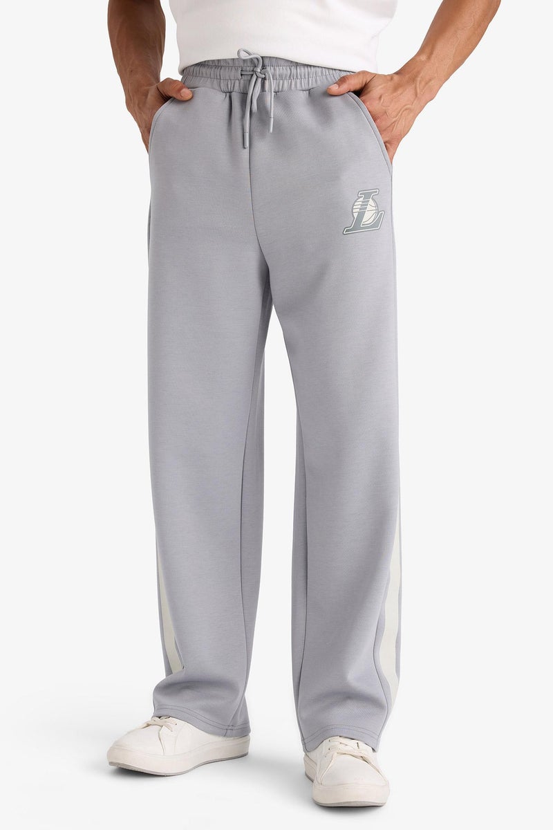 DeFacto Grey Man Standard Fit NBA Los Angeles Lakers Licensed Scuba Fabric Regular Hem Jogger Casual - Image 5