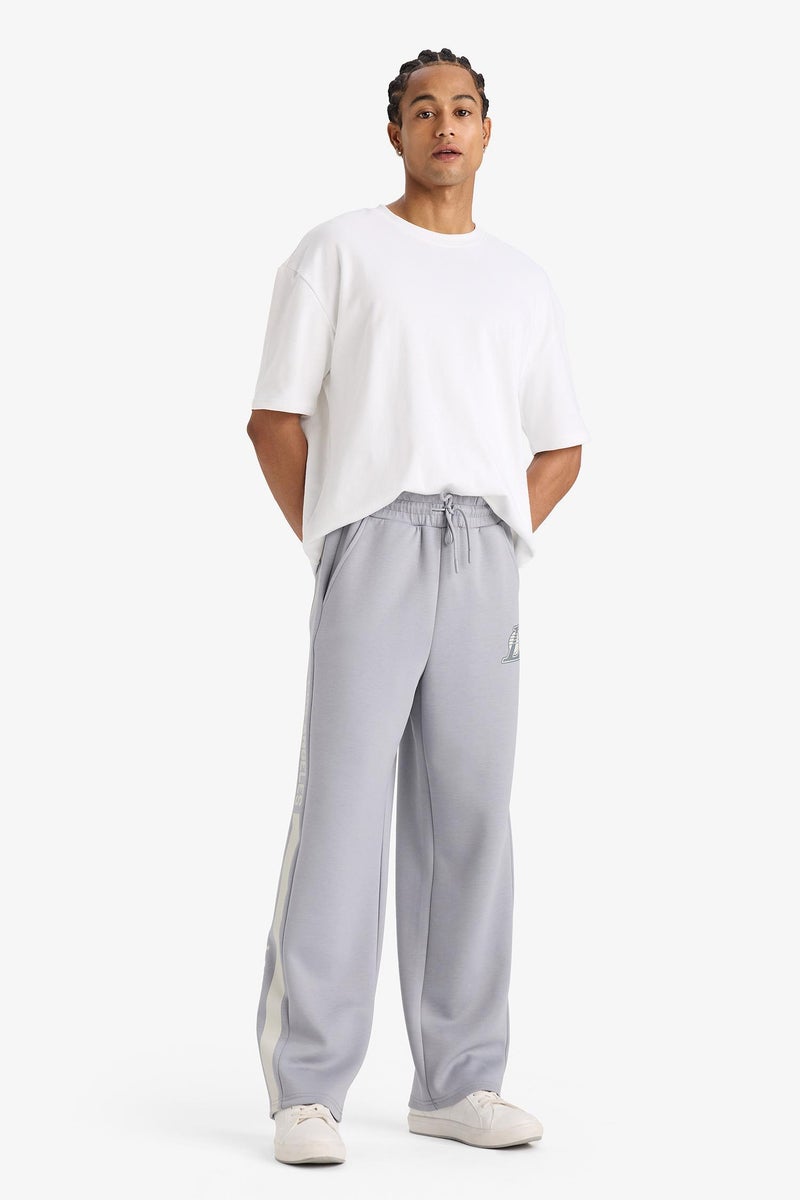 DeFacto Grey Man Standard Fit NBA Los Angeles Lakers Licensed Scuba Fabric Regular Hem Jogger Casual - Image 2