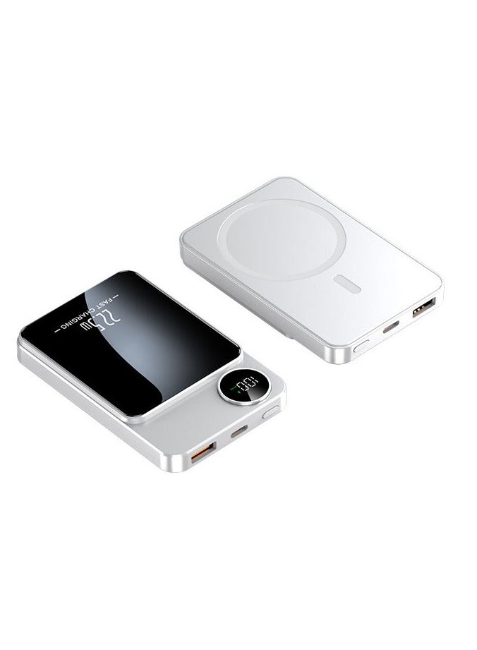 22.5W Fast Charging Magnetic Power Bank 10000mAh with LED Display & Foldable Stand, Wireless Portable Charger for iPhone, Samsung, MagSafe Compatible - White - Image 1