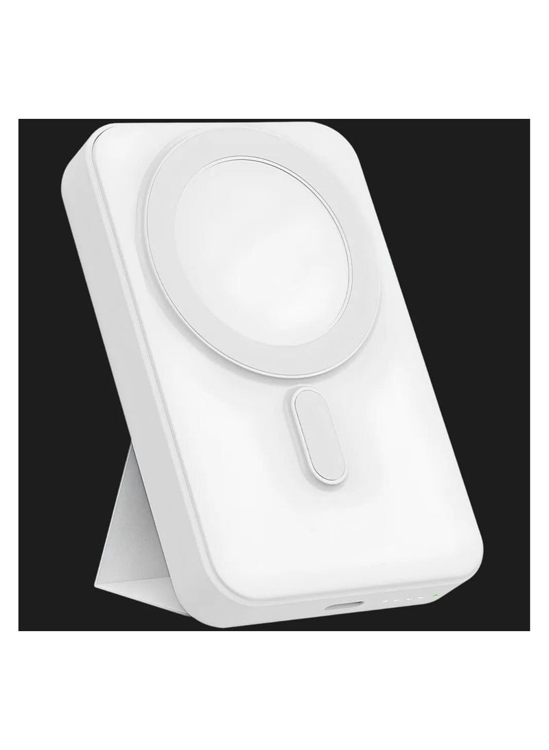 22.5W Fast Charging Magnetic Power Bank 10000mAh with LED Display & Foldable Stand, Wireless Portable Charger for iPhone, Samsung, MagSafe Compatible - White - Image 4