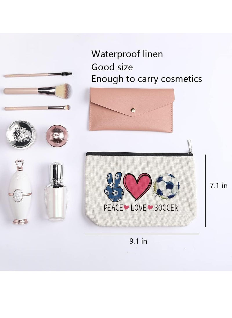 KD Soccer Gifts Soccer Cosmetic Bag for Her Him, Soccer Coach Gifts, Soccer Team Gifts for Football Lovers Players Fans Birthday Gifts for Women Her Football Gifts  - Image 2