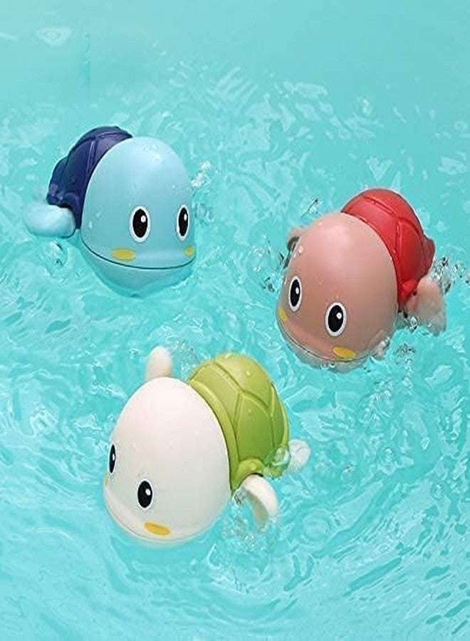 TECH LOGO ELECTRONICS Y Plastic Floating Swimming Bath Toys for Toddlers 1-3, Boat/Turtle/Penguin Floating Wind Up Old Boy Girl, New Born Baby Bathtub Water Toys, Preschool Toddler Pool Toys (Turtle, Pack 3) - Image 1