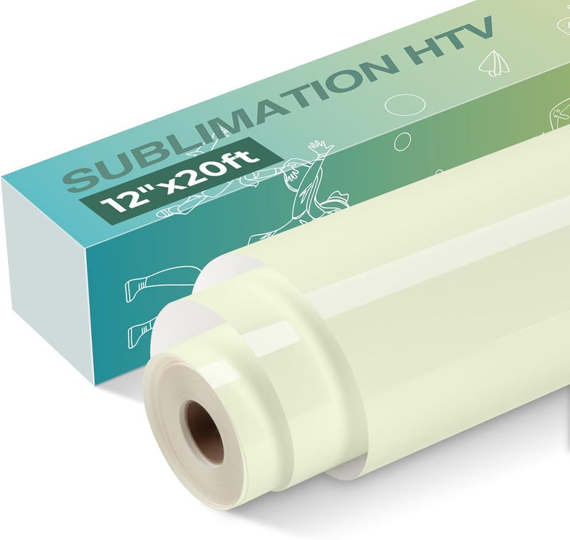 HTVRONT Clear HTV Vinyl for Sublimation 12" X 20FT - Clear Sublimation Vinyl Glossy High Transfer Rate - Bright Smooth Washable HTV for T-Shirt/Hat/Pillow/Bag - Image 1