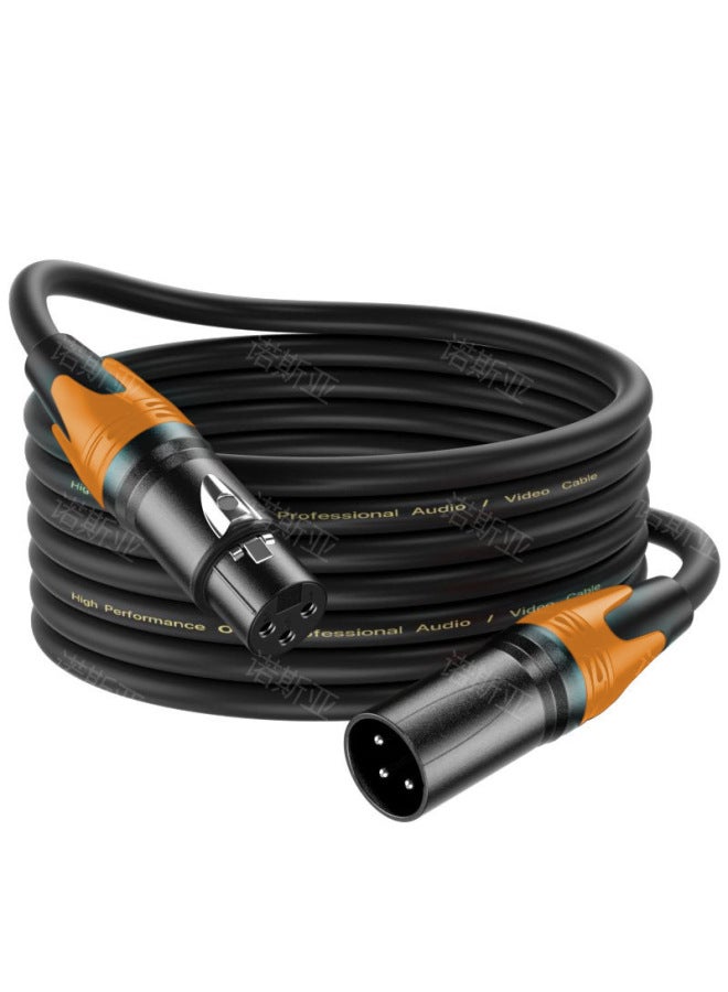 XLR Three-core Cannon Line Male To Female Audio Line KTV Audio Microphone Cable Professional Microphone Cannon-Color:Xlr Line Orange Tail Ring*ofc Oxygen-free Copper*3 Core*od6.0*black*pvc-Length:1m  - Image 1