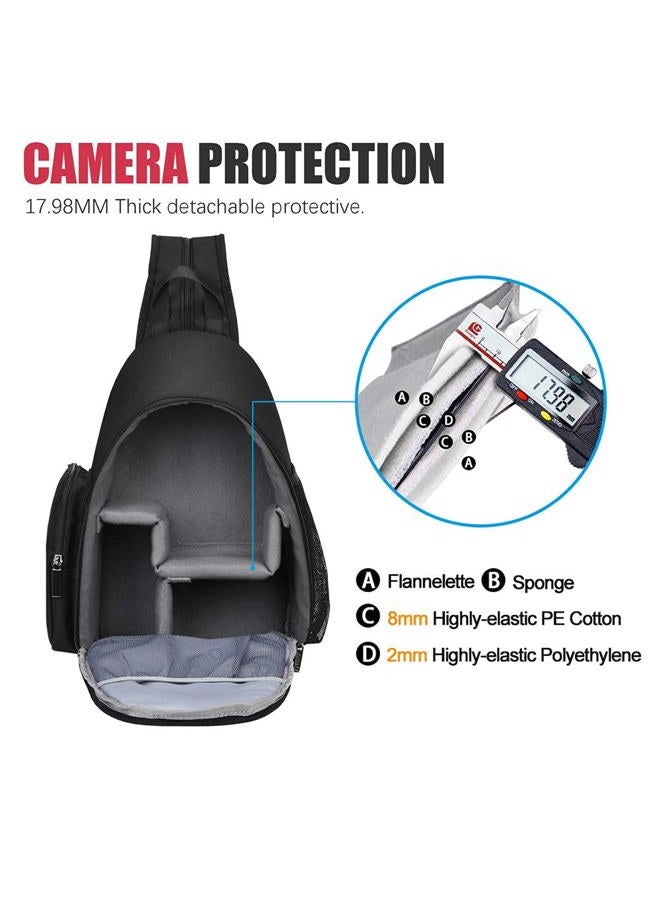 Cwatcun Sling Camera Bag, Camera Shoulder Crossbody Backpack, DSLR/SLR/Mirrorless Camera Case, Shockproof Photography Camera Chest Bag with Tripod Holder, Compatible with Canon/Nikon/Sony/Fuji - Image 2