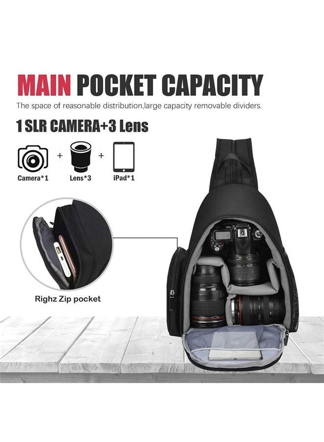 Cwatcun Sling Camera Bag, Camera Shoulder Crossbody Backpack, DSLR/SLR/Mirrorless Camera Case, Shockproof Photography Camera Chest Bag with Tripod Holder, Compatible with Canon/Nikon/Sony/Fuji - Image 4