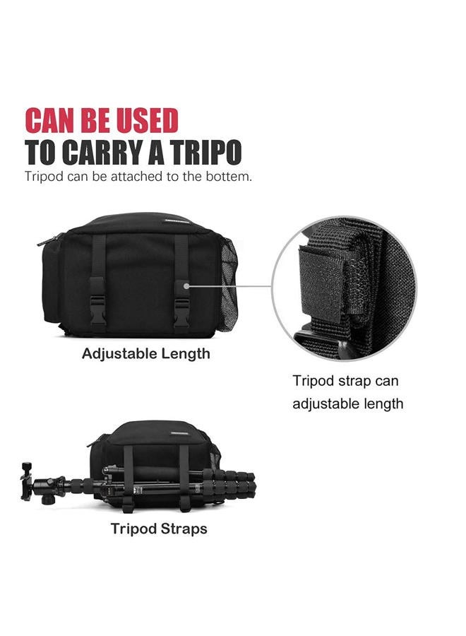 Cwatcun Sling Camera Bag, Camera Shoulder Crossbody Backpack, DSLR/SLR/Mirrorless Camera Case, Shockproof Photography Camera Chest Bag with Tripod Holder, Compatible with Canon/Nikon/Sony/Fuji - Image 5