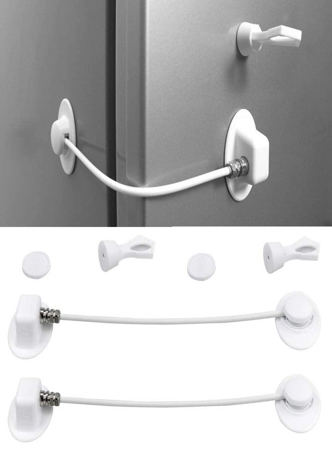 bouti1583 2 Pack Refrigerator Lock with Magnetic, Child Safety Locks, Fridge Freezer Door Lock, for Cabinet Drawer, Convenient - White - Image 1