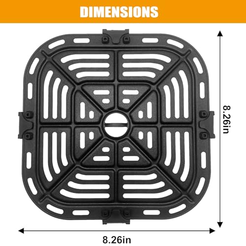 GWY Air Fryer Grill Pan for COSORI Air Fryer Pro LE 5 Qt, Non-Stick 8.3’’*8.3’’ Air Fryer Rack Replacement Parts Accessories Grill Plate Crisper Plate Tray with Rubber Bumpers, Dishwasher Safe - Image 3