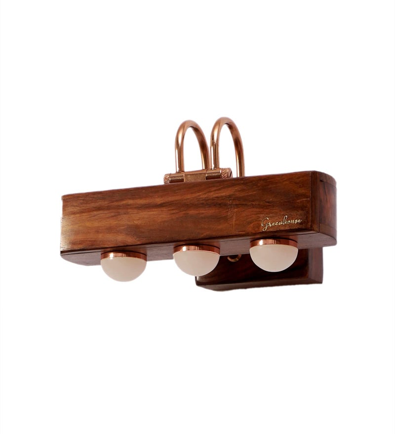 Green House Greenhouse 100% Handmade Sheesham Wood Picture Light/Melamine Coated/9W/Warm White/3 LED's of 3W Each/Resin Bottom/Rose Gold Plated Metal Bands/Brass Moving Set & Rivets/Home/Office Decor - Image 4