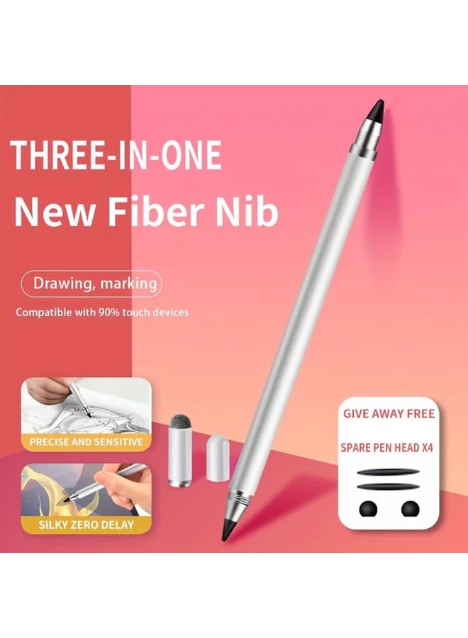 White 3 In 1 High Precision Universal Touch Screen Stylus For All Capacitive Tablets - Image 1