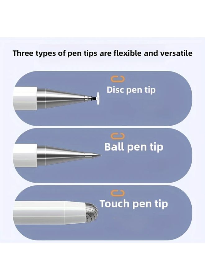White 3 In 1 High Precision Universal Touch Screen Stylus For All Capacitive Tablets - Image 5