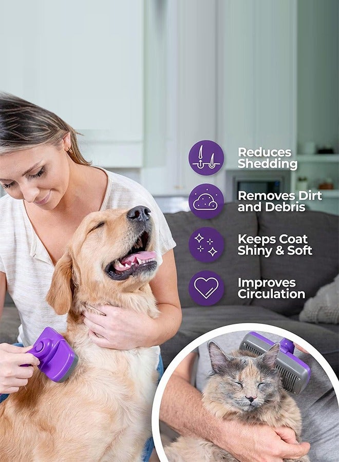 Bukela Dog & Cat Brush, Dog Brush for Shedding, Cat & Dog Grooming, Self Cleaning Brush for Pets, Grooming Brushes for Long Short Haired Dogs Cats, Deshedding Brush - Image 3