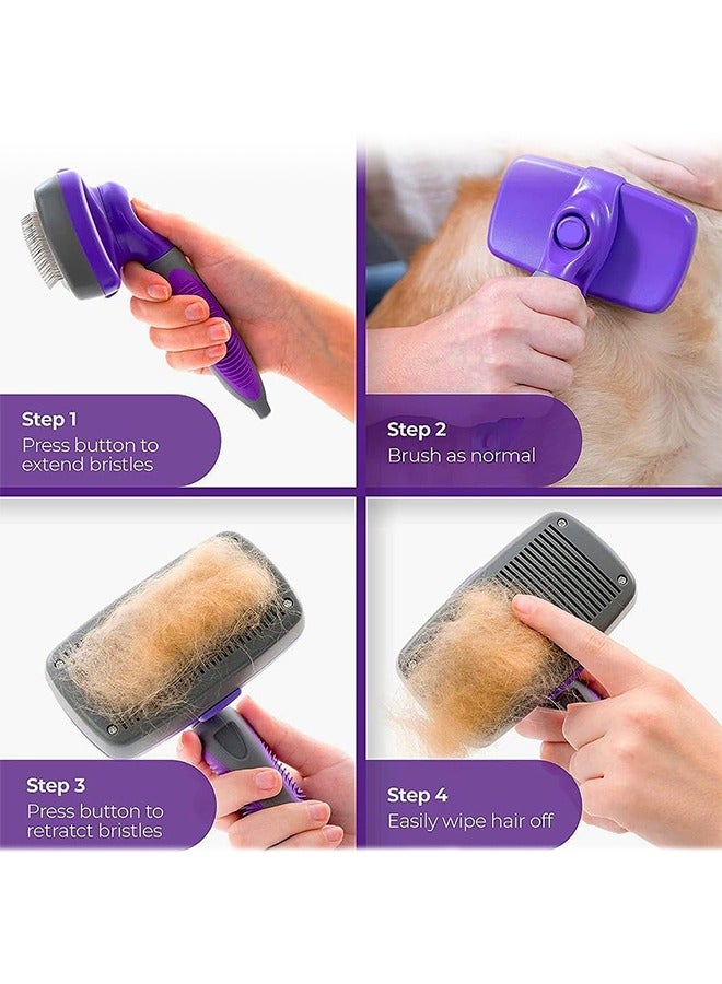 Bukela Dog & Cat Brush, Dog Brush for Shedding, Cat & Dog Grooming, Self Cleaning Brush for Pets, Grooming Brushes for Long Short Haired Dogs Cats, Deshedding Brush - Image 2