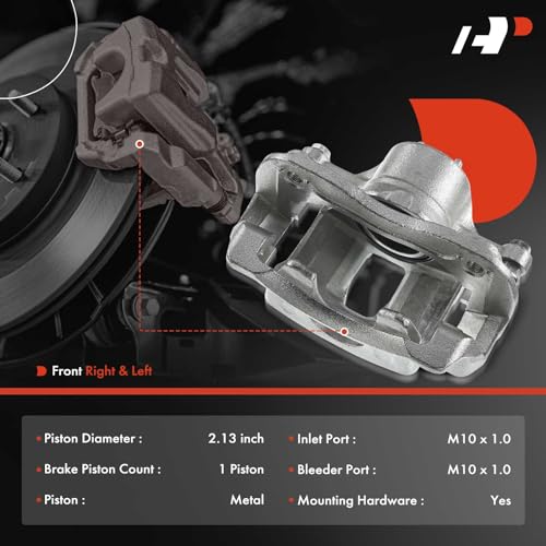 A-Premium Disc Brake Caliper Assembly with Bracket Compatible with Select Dodge, Hyundai and Kia Models - Attitude 2012-2014, Accent/Rio 2012-2017, L4 1.6L - Front Driver and Passenger Side, 2-PC Set - Image 2