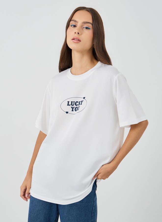 Take Two Slogan Print Oversized T-Shirt - Image 3