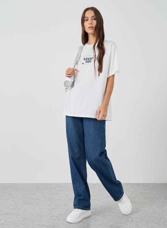 Take Two Slogan Print Oversized T-Shirt - Image 2