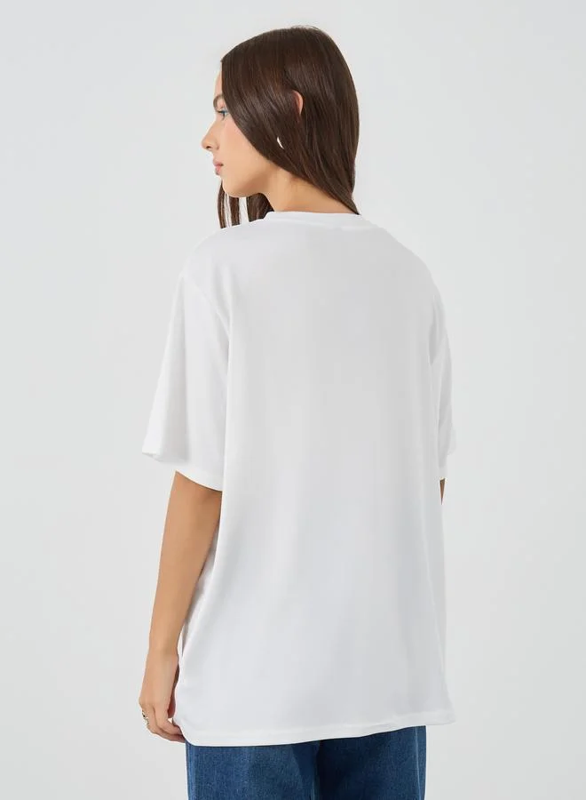 Take Two Take Two Slogan Print Oversized T-Shirt