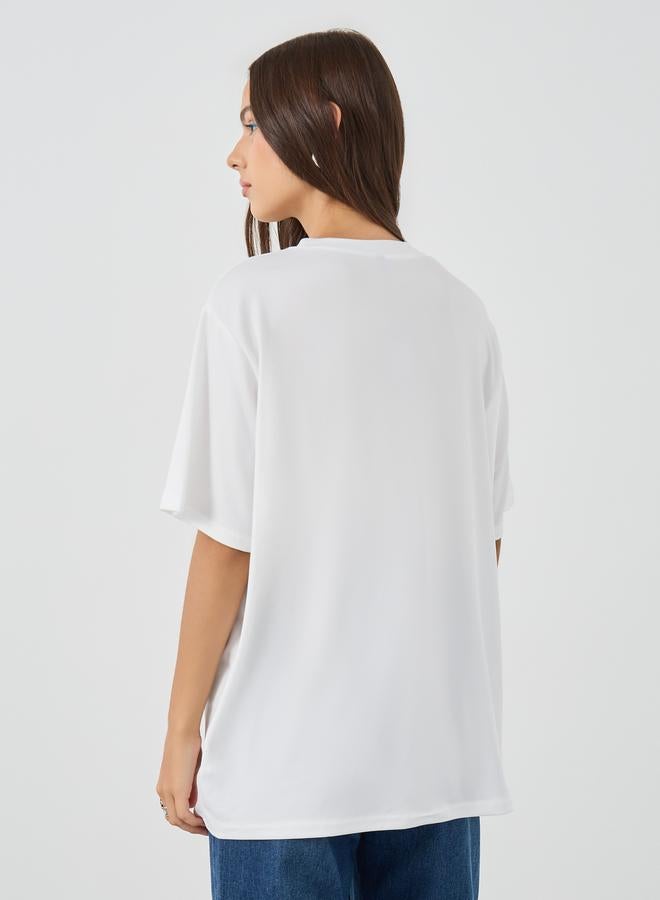 Take Two Slogan Print Oversized T-Shirt - Image 5